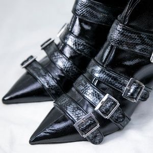 Zara Snake Print Buckle Ankle Boots